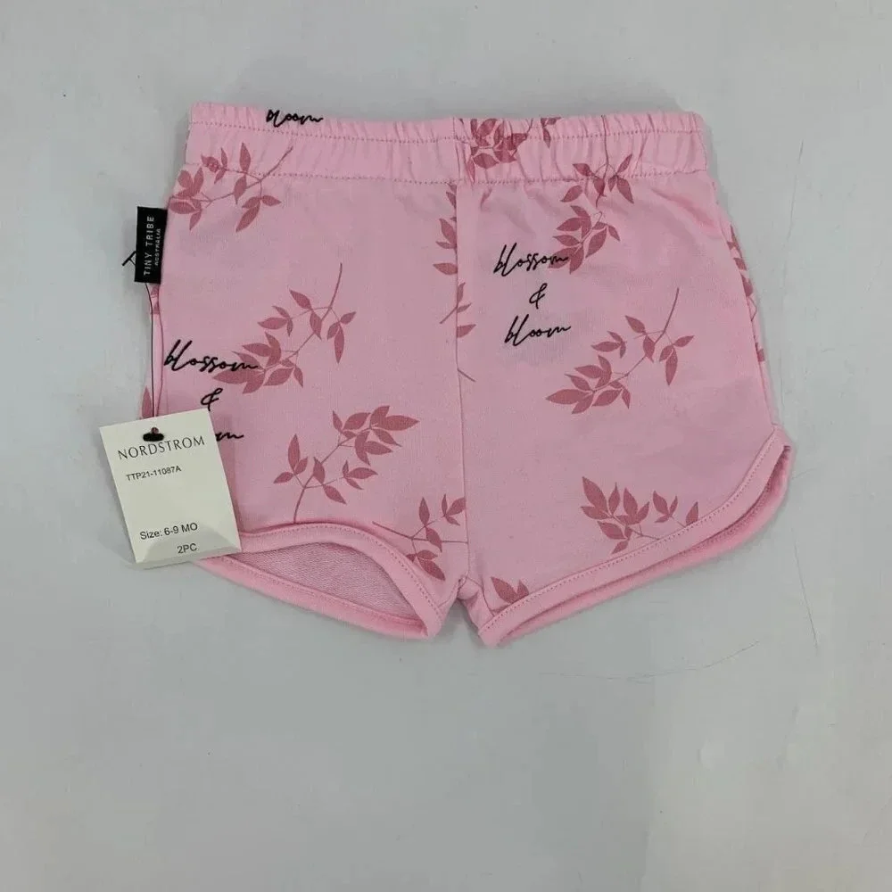 Tiny Tribe Babies Floral Blossom & Bloom Elastic Waist Shorts Size 6-9M NWT‎